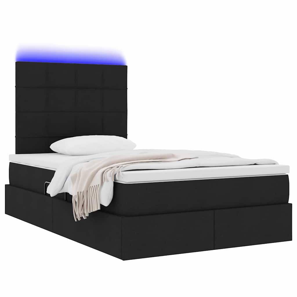 LED krevet za pohranu s madracem Crna 120 x 200 cm Tkanina