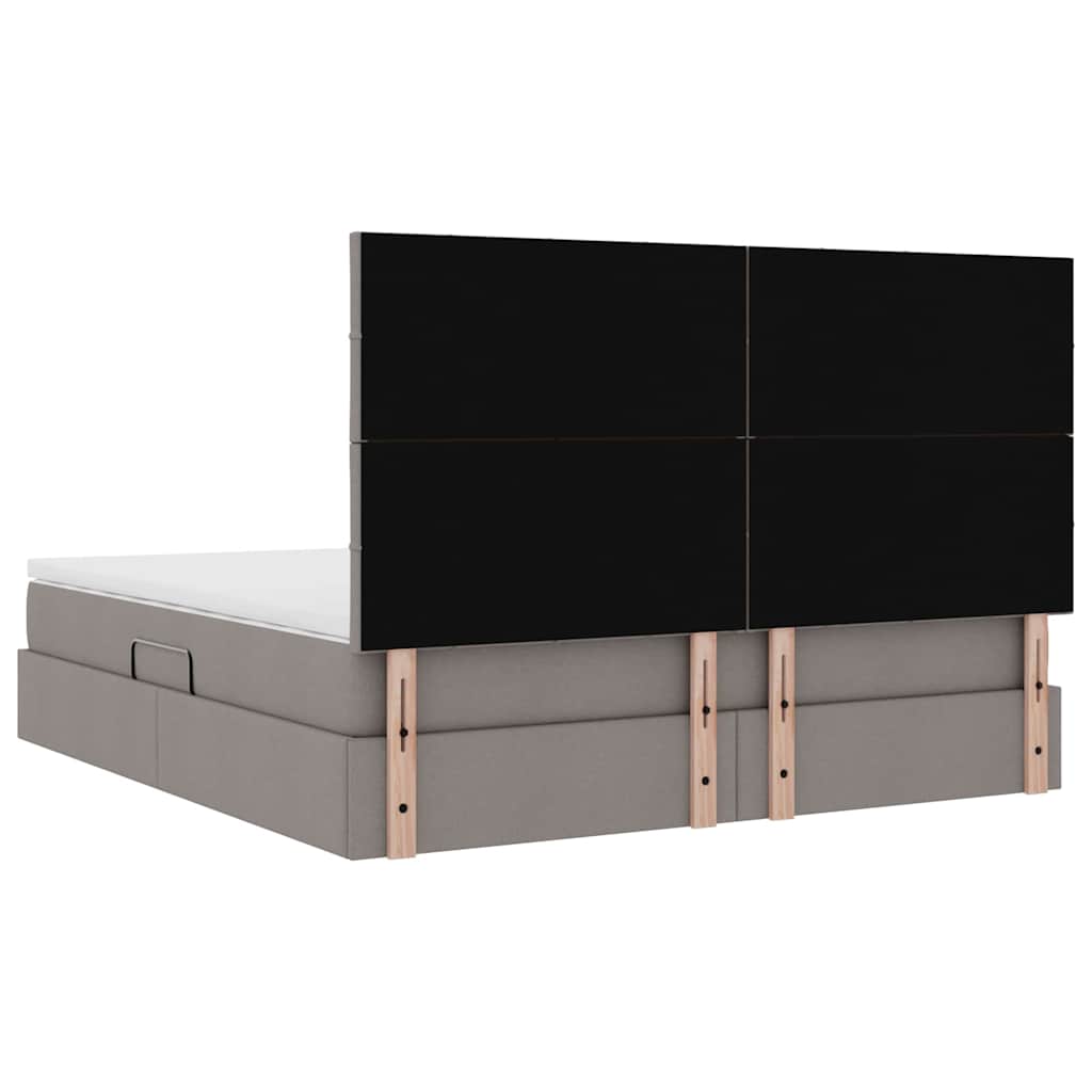 LED krevet za pohranu s madracem Sivosmeđa 160 x 200 cm Tkanina