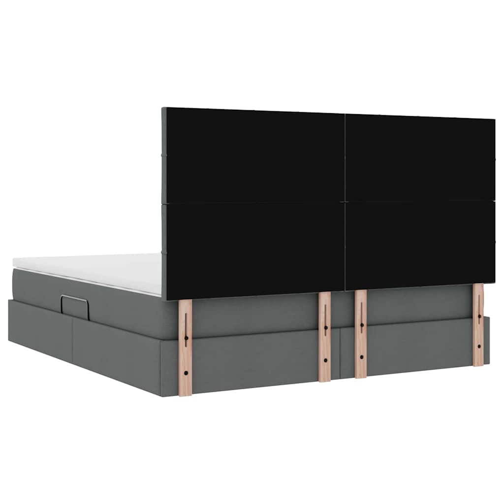 LED krevet za pohranu s madracem Tamnosiva 180 x 200 cm Tkanina
