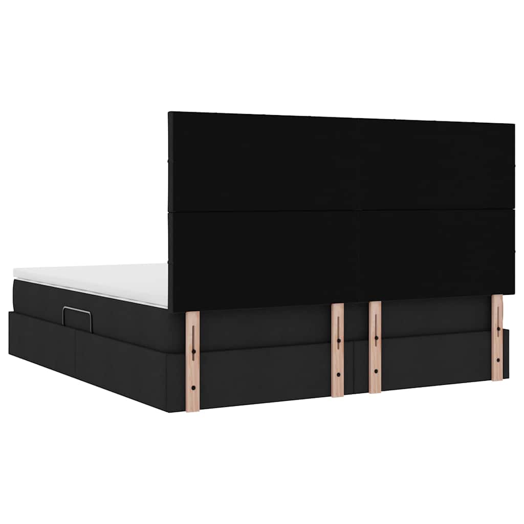 LED krevet za pohranu s madracem Crna 180 x 200 cm Tkanina