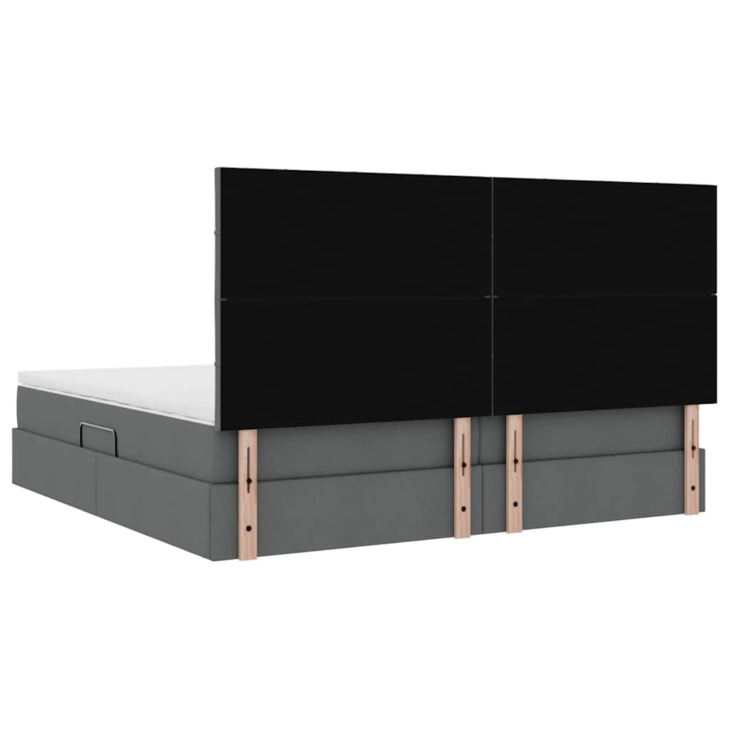 LED krevet za pohranu s madracem Tamnosiva 200 x 200 cm Tkanina