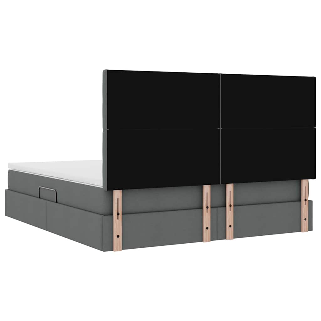 LED krevet za pohranu s madracem Tamnosiva 160 x 200 cm Tkanina