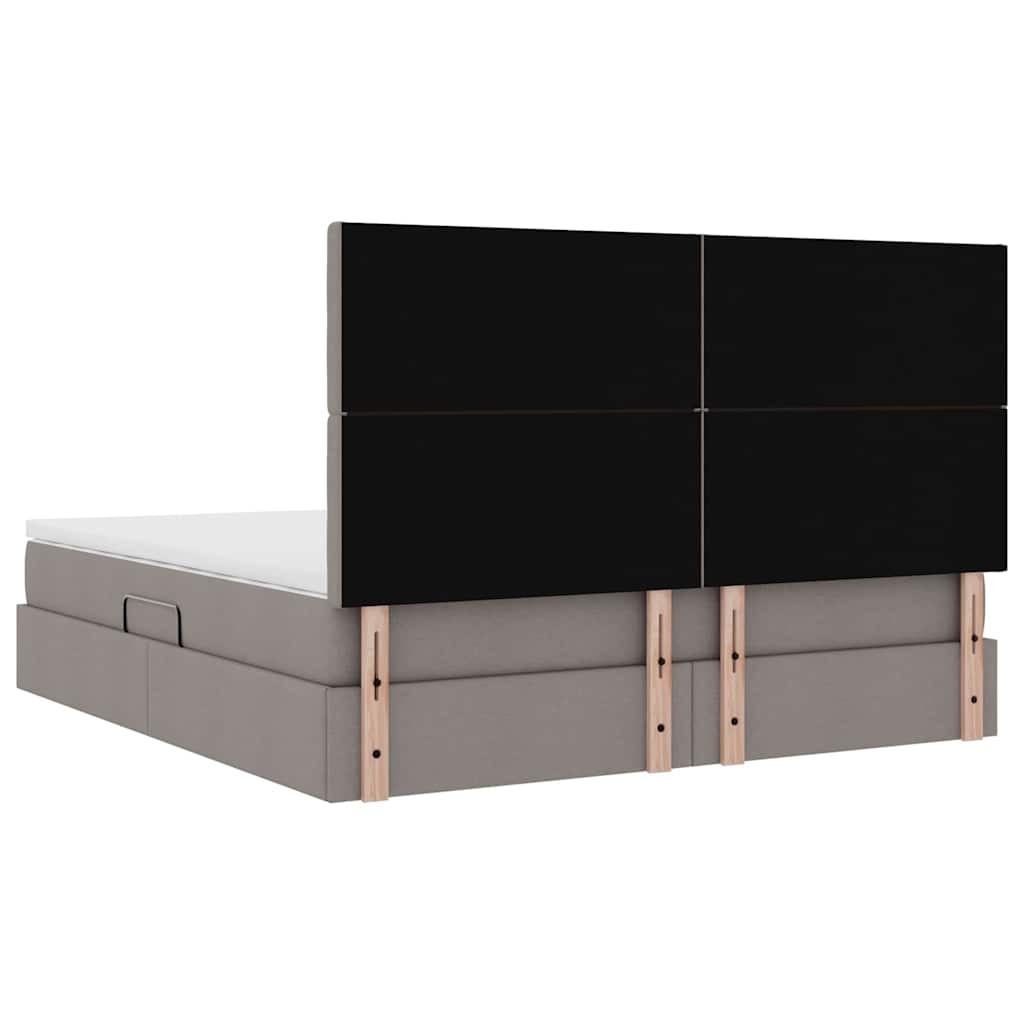 LED krevet za pohranu s madracem Sivosmeđa 160 x 200 cm Tkanina