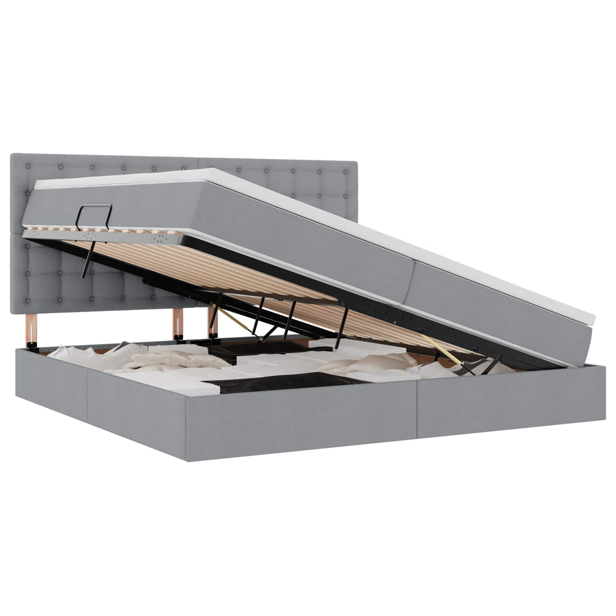 LED krevet za pohranu s madracem Svjetlosiva 200 x 200 cm 204 x 200 x 128 cm