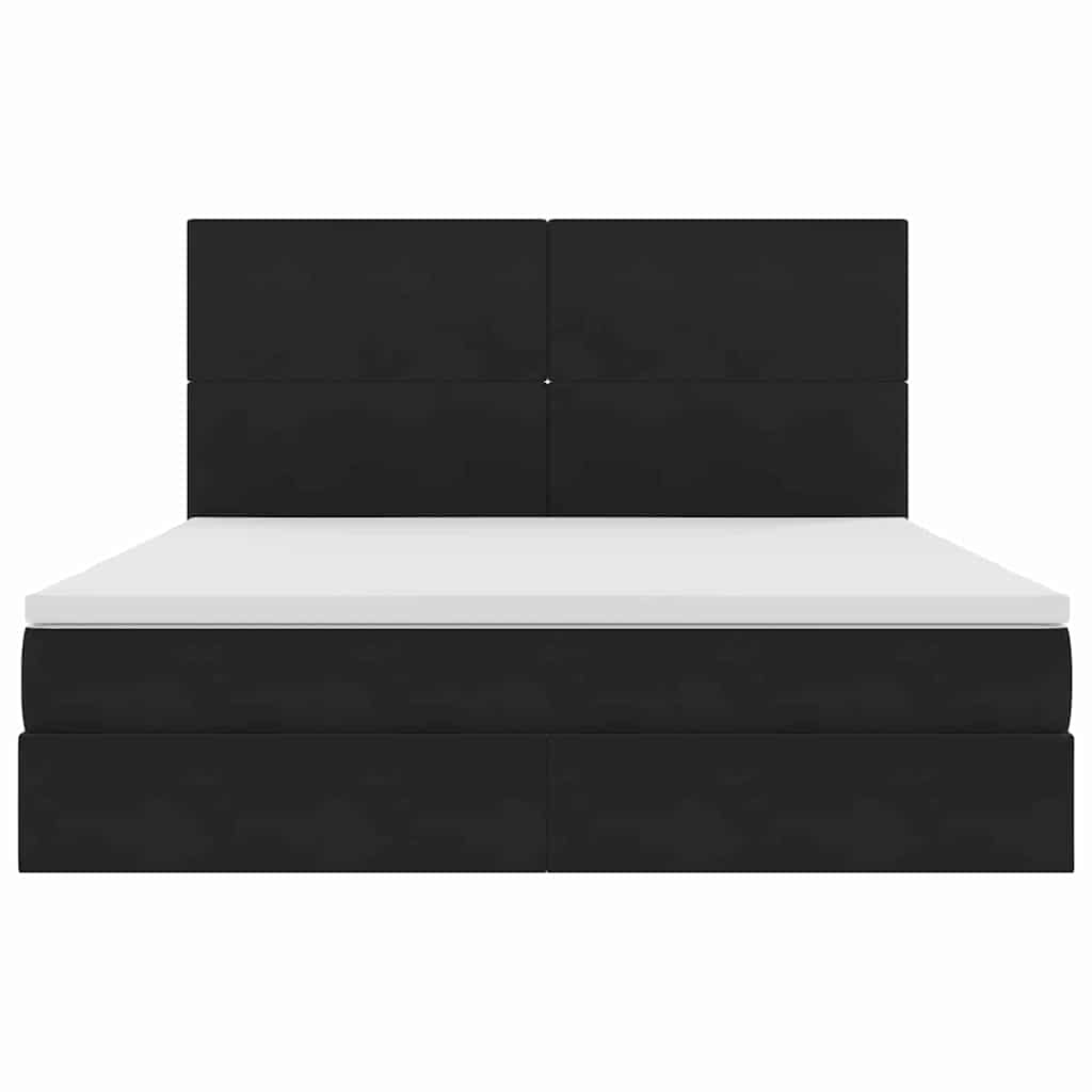 LED krevet za pohranu s madracem Crna 180 x 200 cm Baršun
