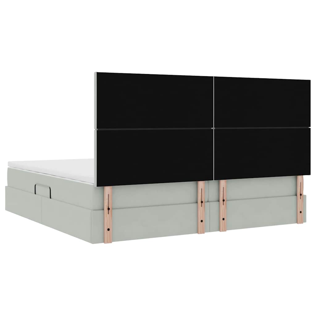 LED krevet za pohranu s madracem Svjetlosiva 200 x 200 cm 204 x 200 x 128 cm