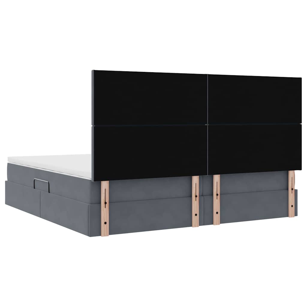 LED krevet za pohranu s madracem Tamnosiva 200 x 200 cm Baršun 204 x 200 x 128 cm