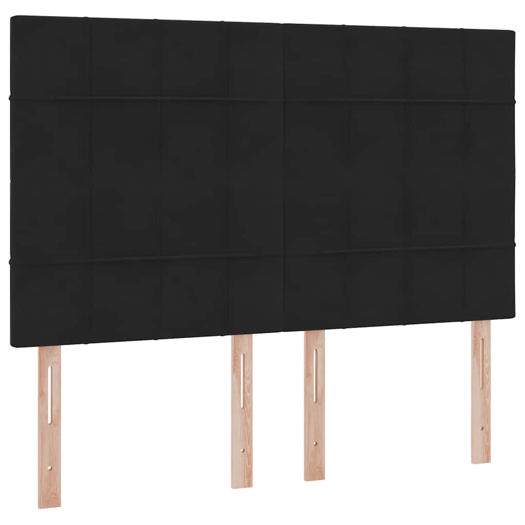 LED krevet za pohranu s madracem Crna 140 x 190 cm Baršun