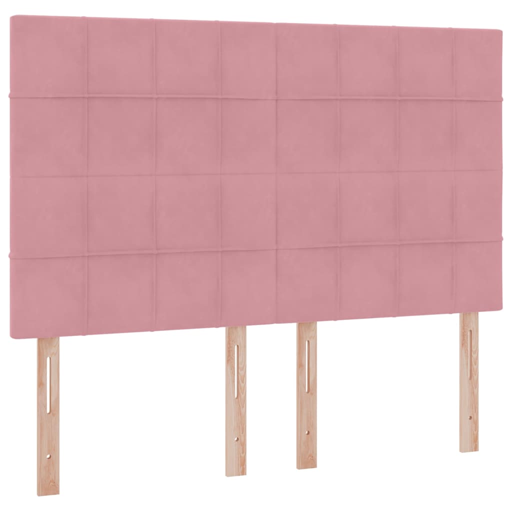 LED krevet za pohranu s madracem Ružičasta 140 x 190 cm Baršun