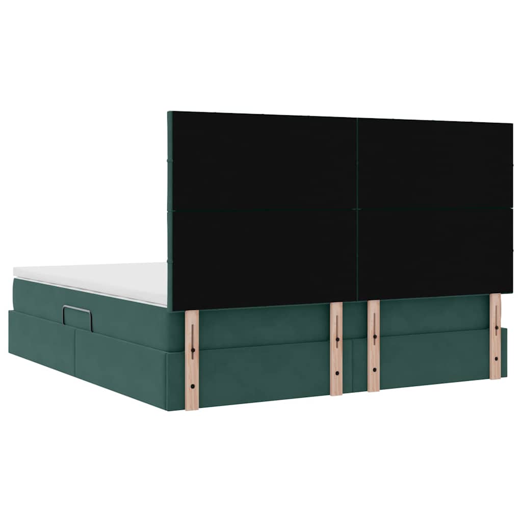 LED krevet za pohranu s madracem Tamnozelena 160 x 200 cm