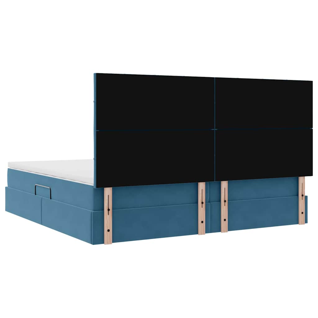 LED krevet za pohranu s madracem Tamno plava 200 x 200 cm