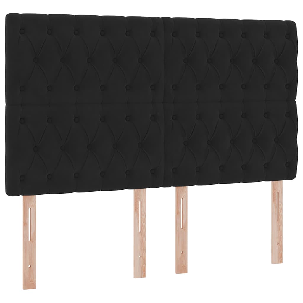 LED krevet za pohranu s madracem Crna 140 x 190 cm Baršun