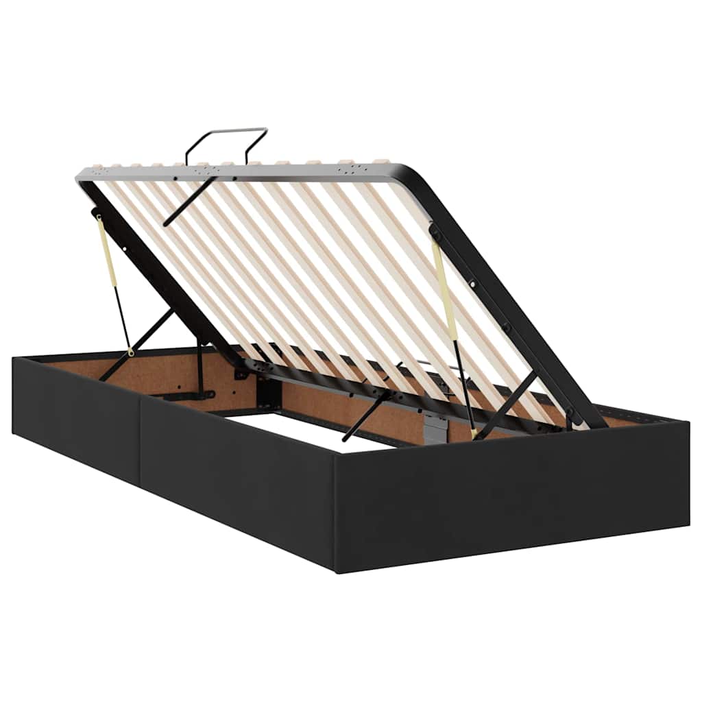 LED krevet za pohranu s madracem Crna 100 x 200 cm Baršun