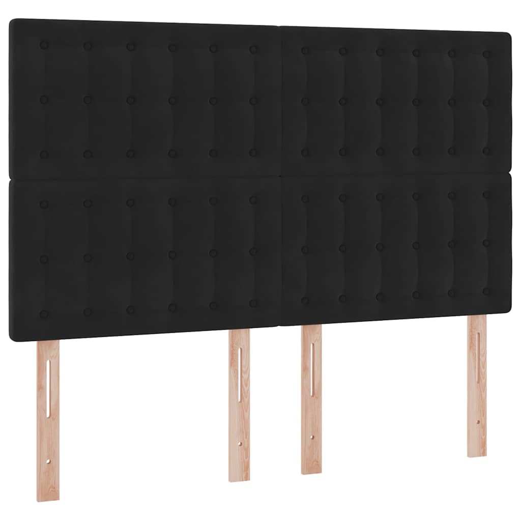 LED krevet za pohranu s madracem Crna 140 x 200 cm Baršun