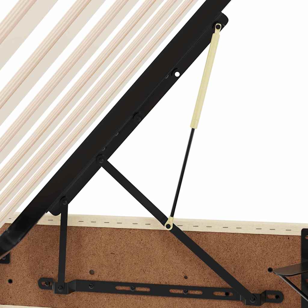 LED krevet za pohranu s madracem Krema 200 x 200 cm Tkanina