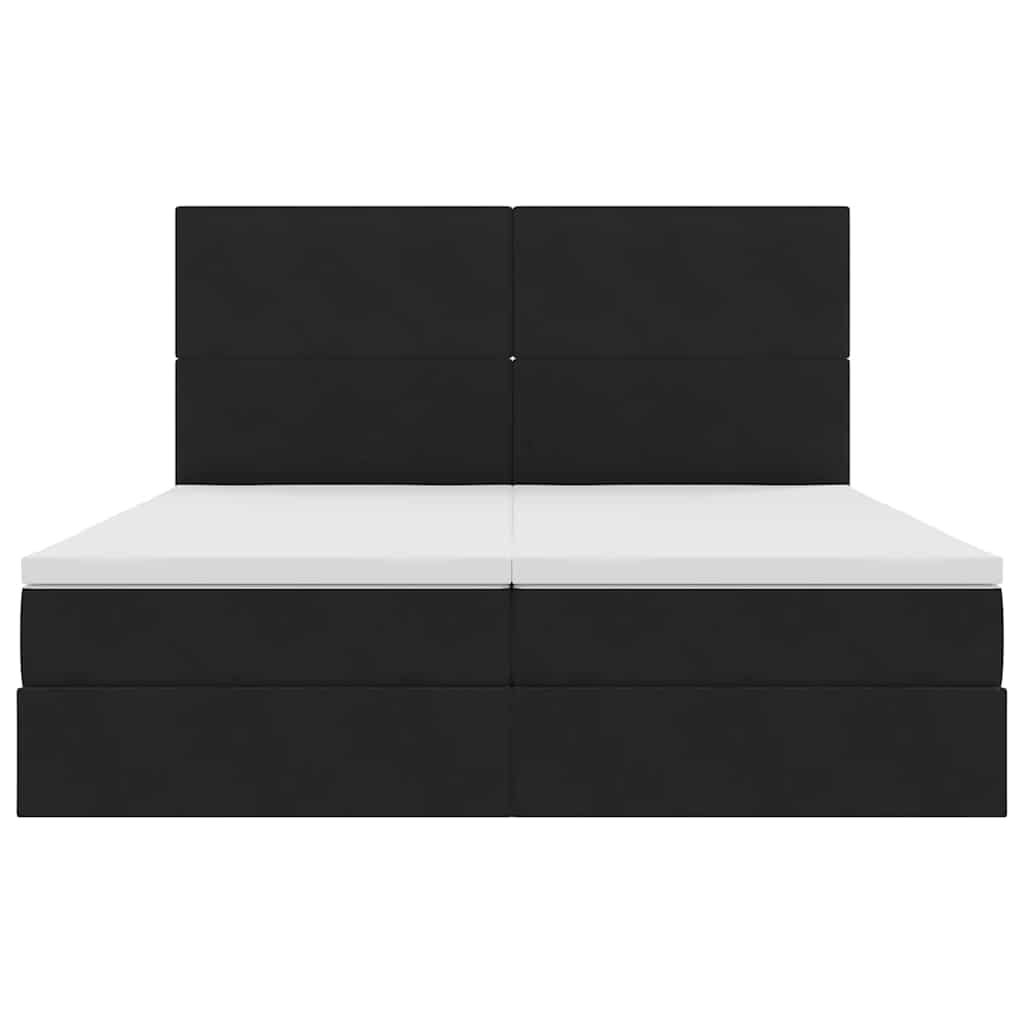 LED krevet za pohranu s madracem Crna 180 x 200 cm Baršun