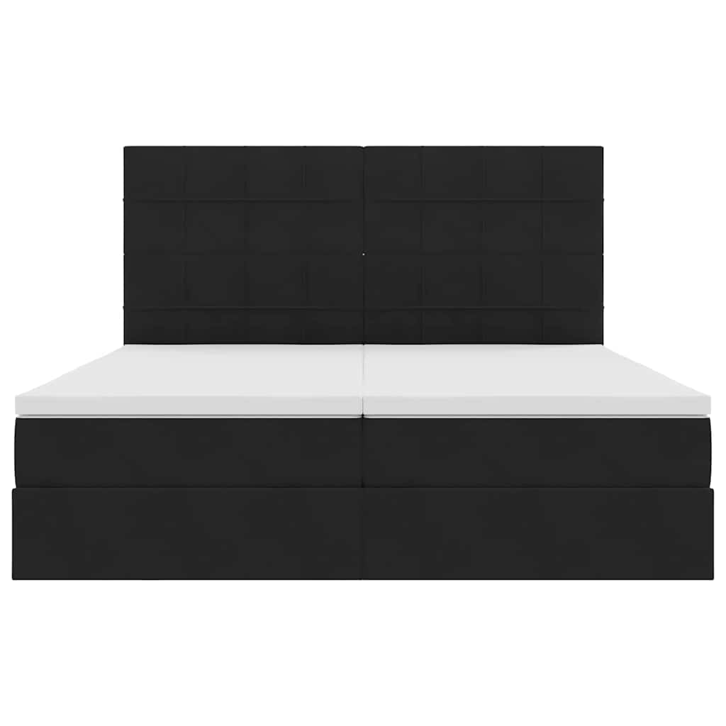 LED krevet za pohranu s madracem Crna 180 x 200 cm Baršun