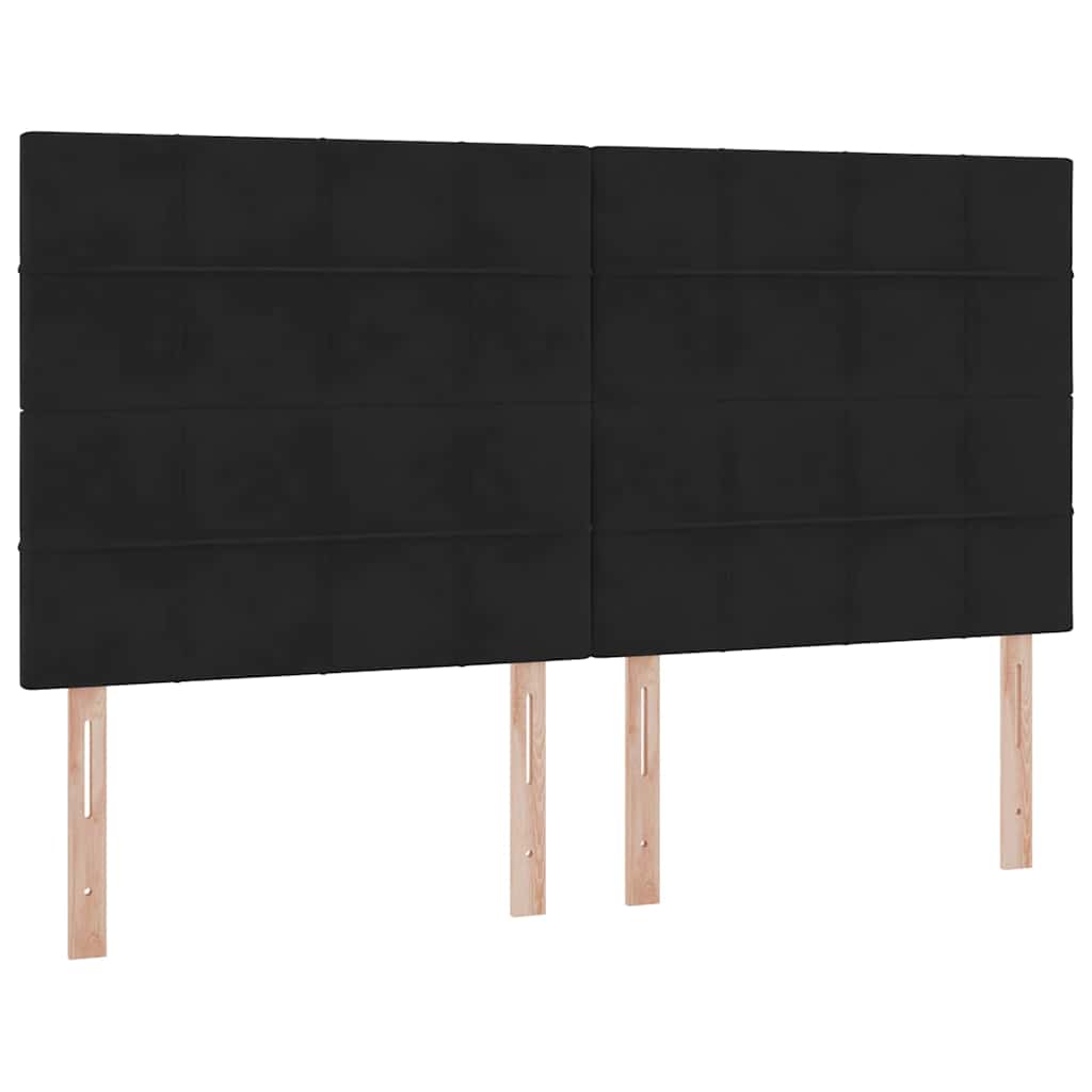 LED krevet za pohranu s madracem Crna 200 x 200 cm Baršun
