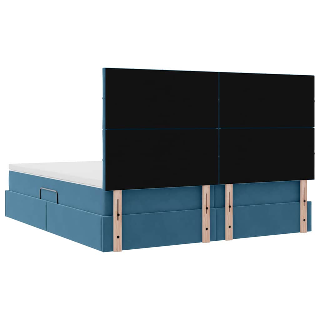 LED krevet za pohranu s madracem Tamno plava 200 x 200 cm
