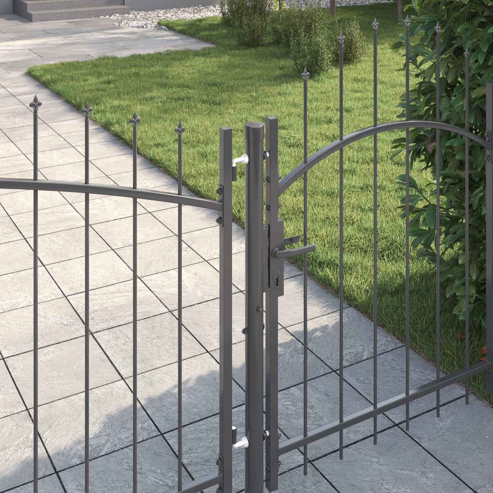 Vrtna vrata s zaključavanjem Woerden Siva 125 x 500 cm Čelik
