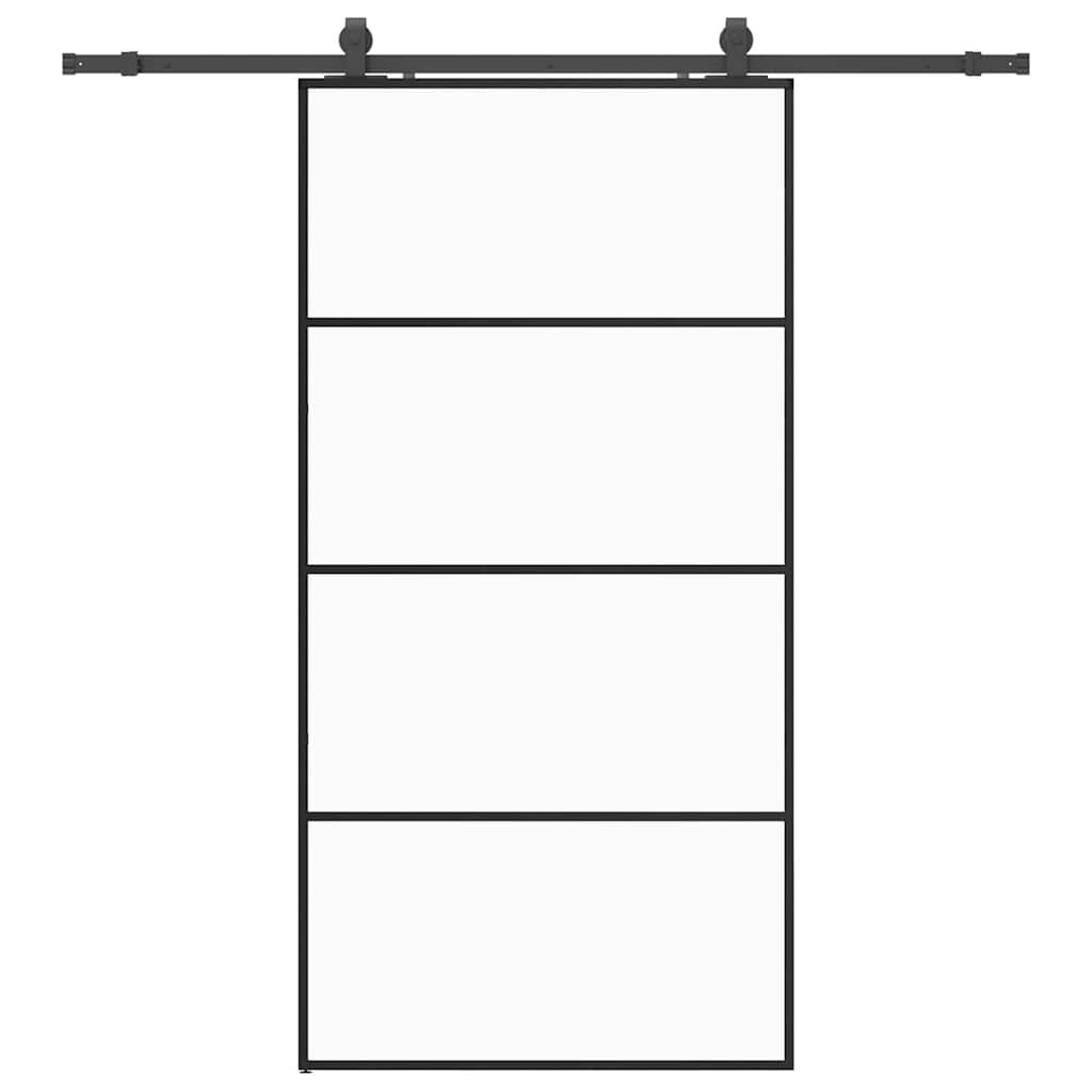 Klizna vrata s okovima crna 102,5x205 cm ESG staklo