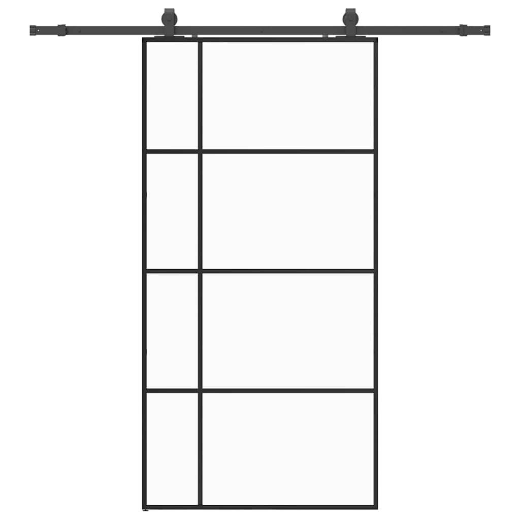 Klizna vrata s okovima crna 102,5x205 cm ESG staklo