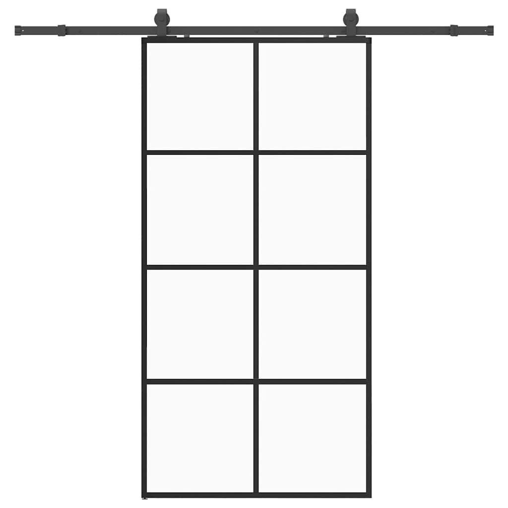 Klizna vrata s okovima crna 102,5x205 cm ESG staklo