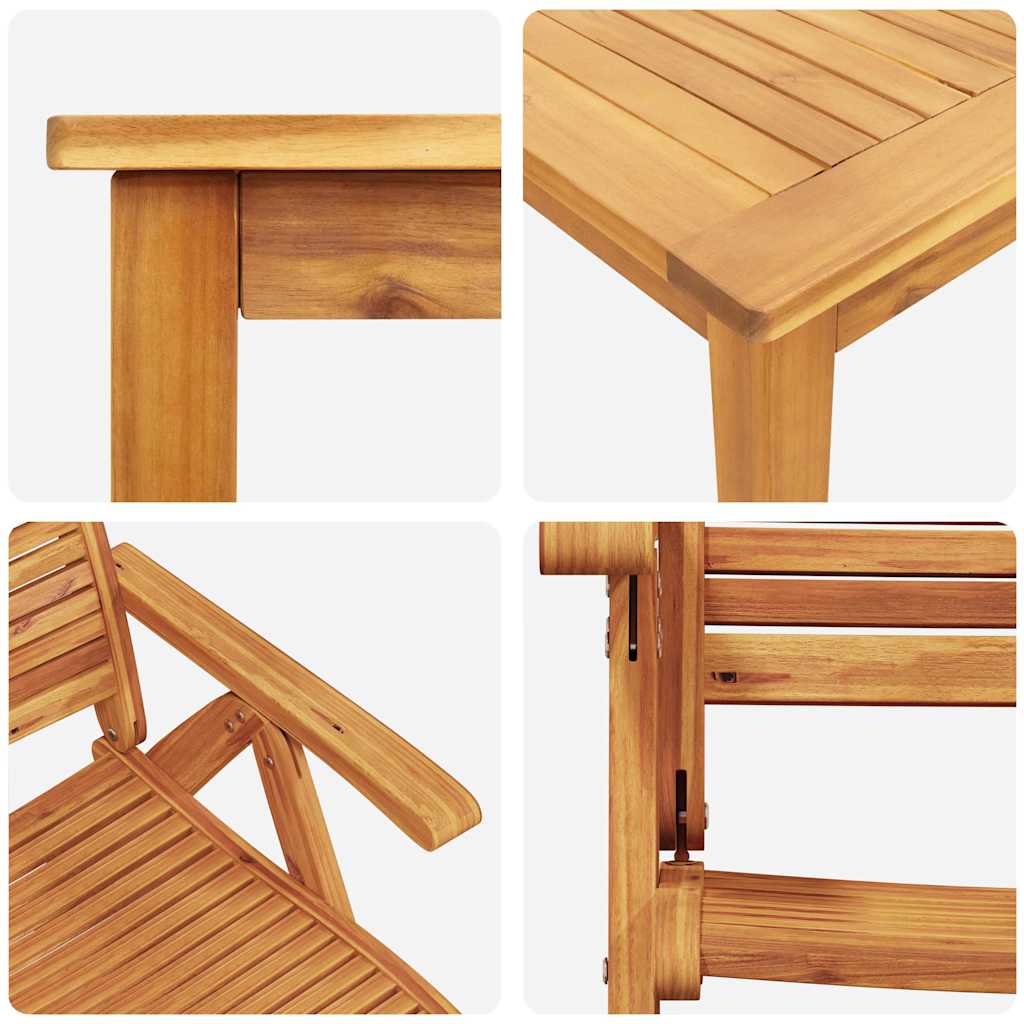 Vrtni set za objed 3 kom. Smeđa Čvrsto drvo akacije 110 x 110 x 75 cm