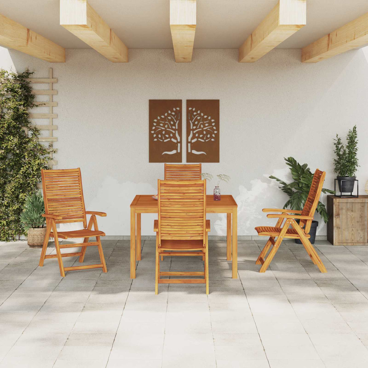 Vrtni set za objed 5 kom. Smeđa Čvrsto drvo akacije 110 x 110 x 75 cm