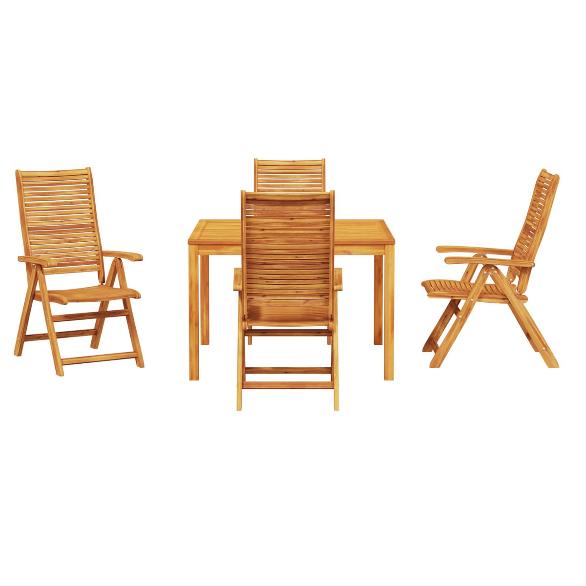 Vrtni set za objed 5 kom. Smeđa Čvrsto drvo akacije 110 x 110 x 75 cm