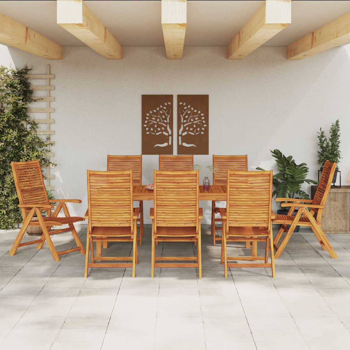 Vrtni set za objed 9 kom. Smeđa Čvrsto drvo akacije 180 x 90 x 75 cm