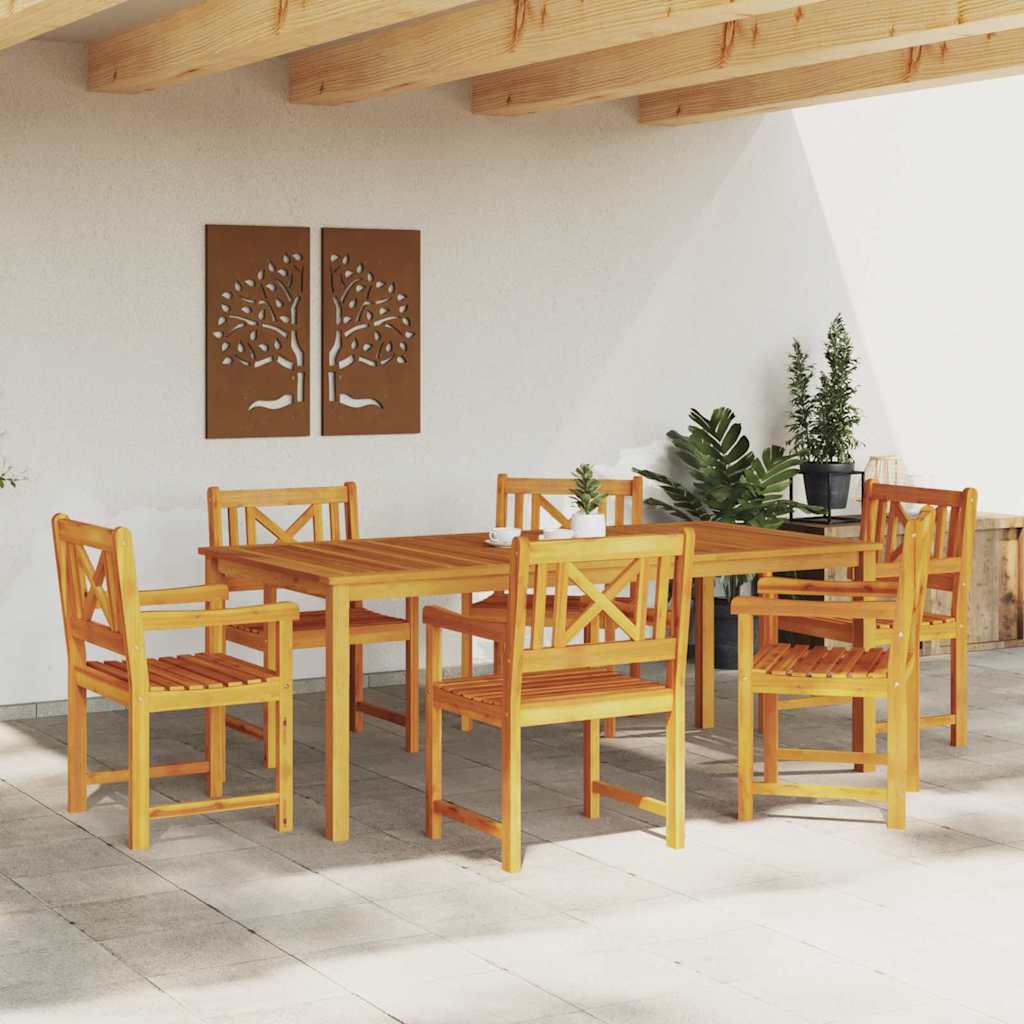 Vrtni set za objed 7 kom. 6-sjedala Smeđa Čvrsto drvo akacije 200 x 100 x 74 cm