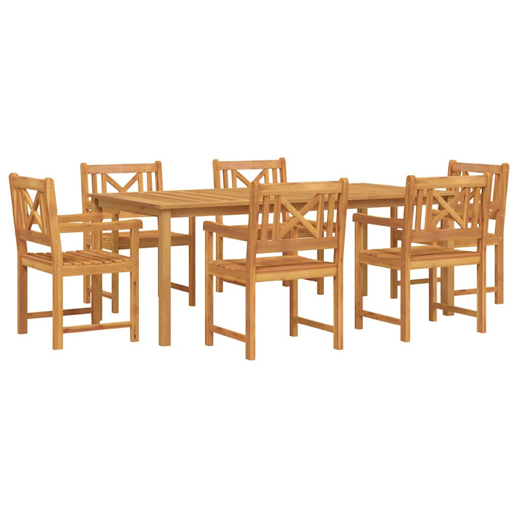 Vrtni set za objed 7 kom. 6-sjedala Smeđa Čvrsto drvo akacije 200 x 100 x 74 cm