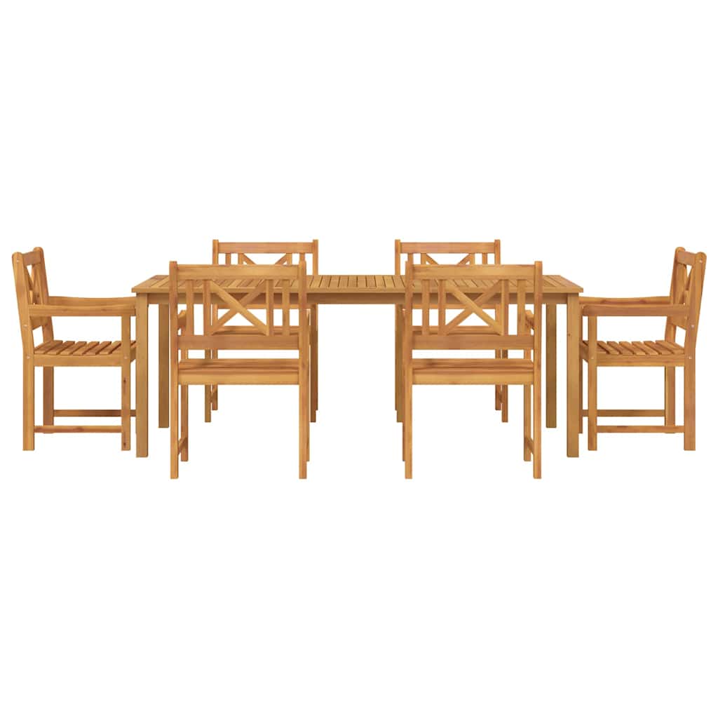Vrtni set za objed 7 kom. 6-sjedala Smeđa Čvrsto drvo akacije 200 x 100 x 74 cm