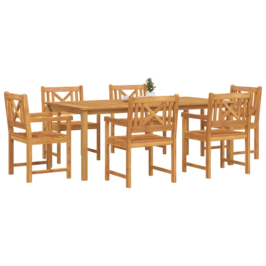 Vrtni set za objed 7 kom. 6-sjedala Smeđa Čvrsto drvo akacije 200 x 100 x 74 cm