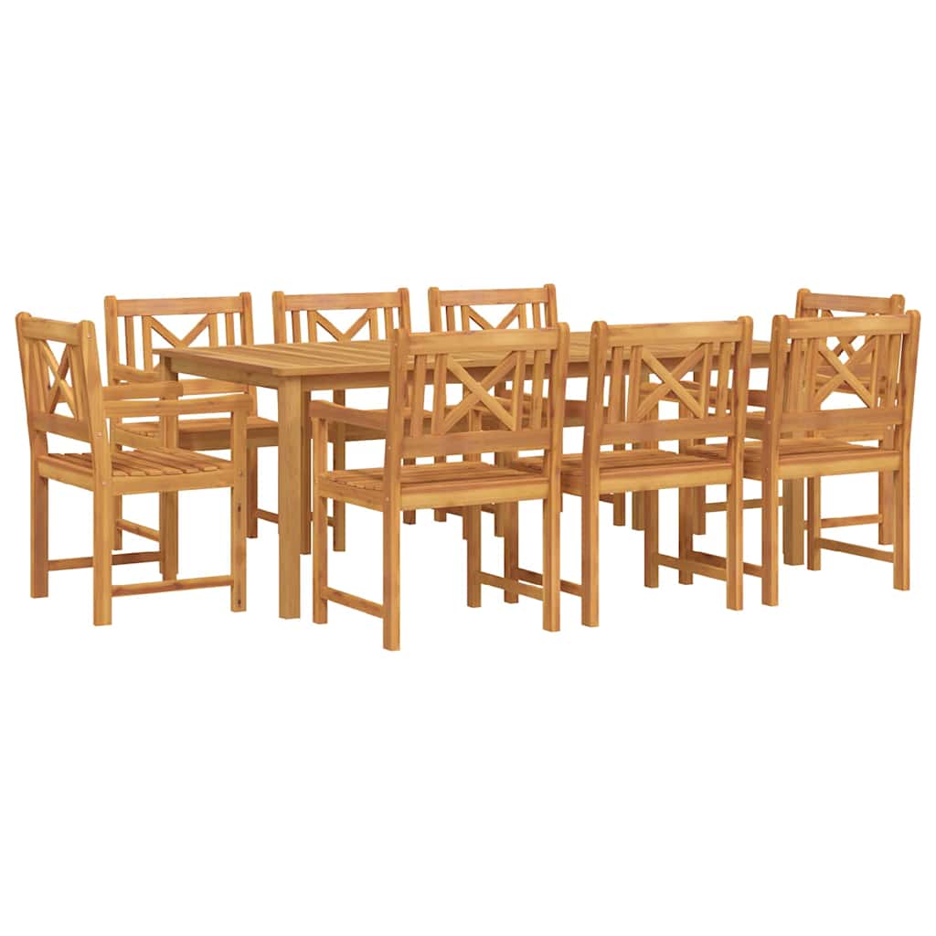 Vrtni set za objed 9 kom. 8-sjedala Smeđa Čvrsto drvo akacije 200 x 100 x 74 cm