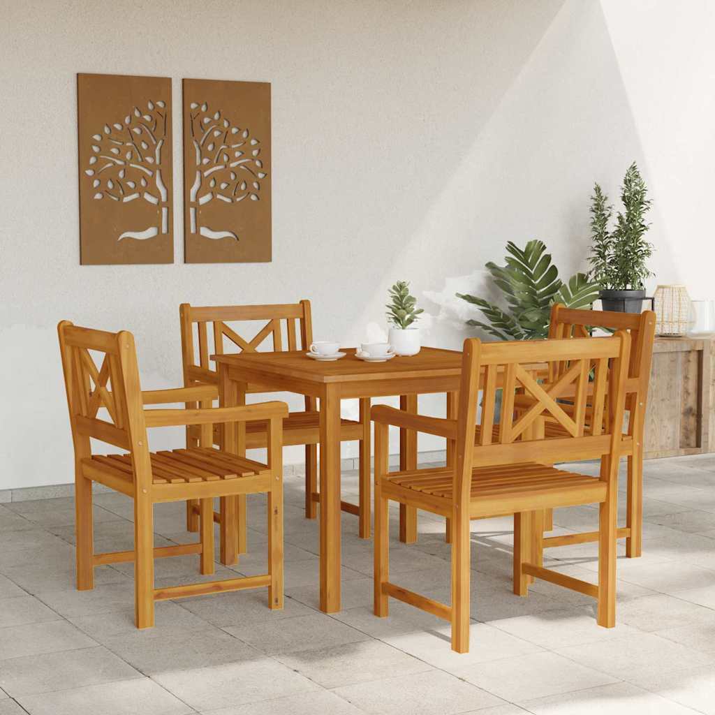 Vrtni set za objed 5 kom. Smeđa Čvrsto drvo akacije 85 x 85 x 74 cm