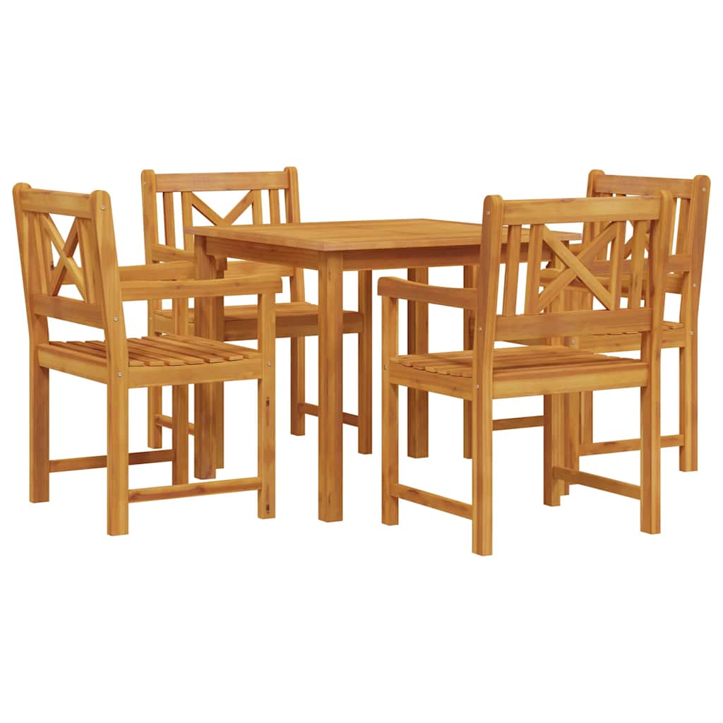 Vrtni set za objed 5 kom. Smeđa Čvrsto drvo akacije 85 x 85 x 74 cm