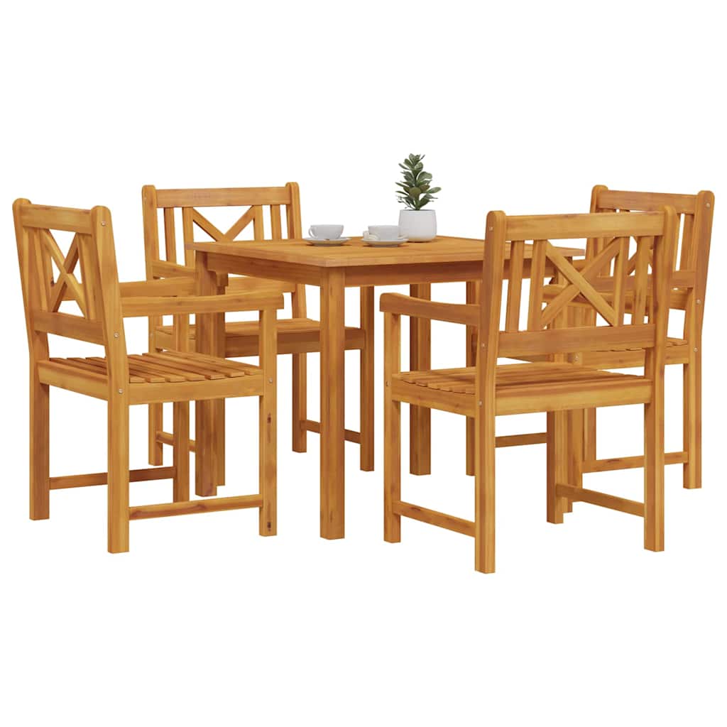Vrtni set za objed 5 kom. Smeđa Čvrsto drvo akacije 85 x 85 x 74 cm