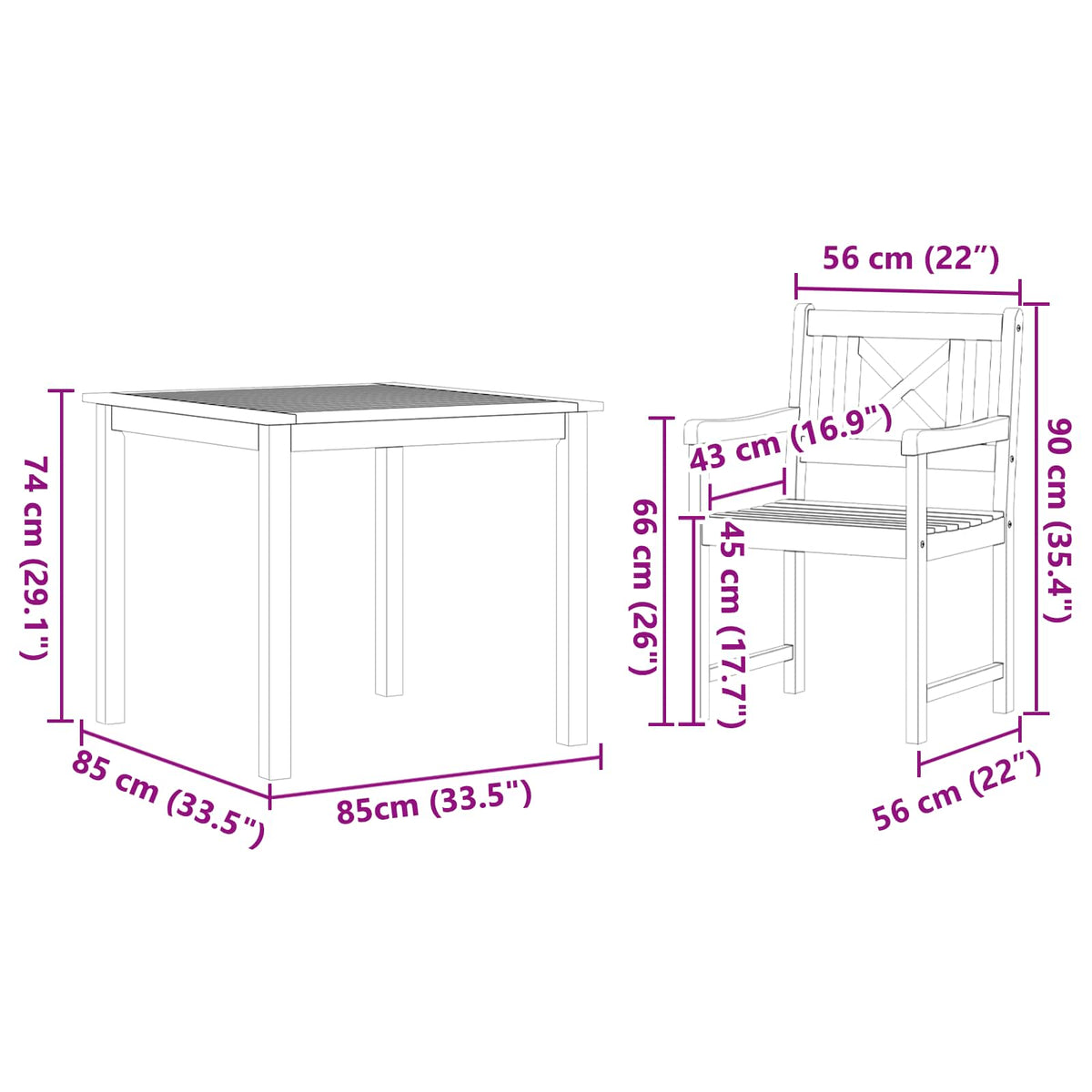 Vrtni set za objed 5 kom. Smeđa Čvrsto drvo akacije 85 x 85 x 74 cm