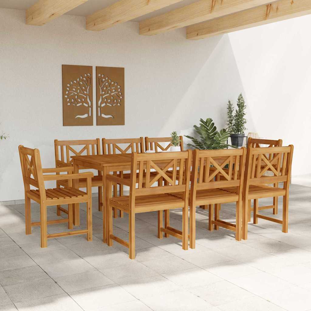 Vrtni set za objed 9 kom. 8-sjedala Smeđa Čvrsto drvo akacije 180 x 90 x 74 cm