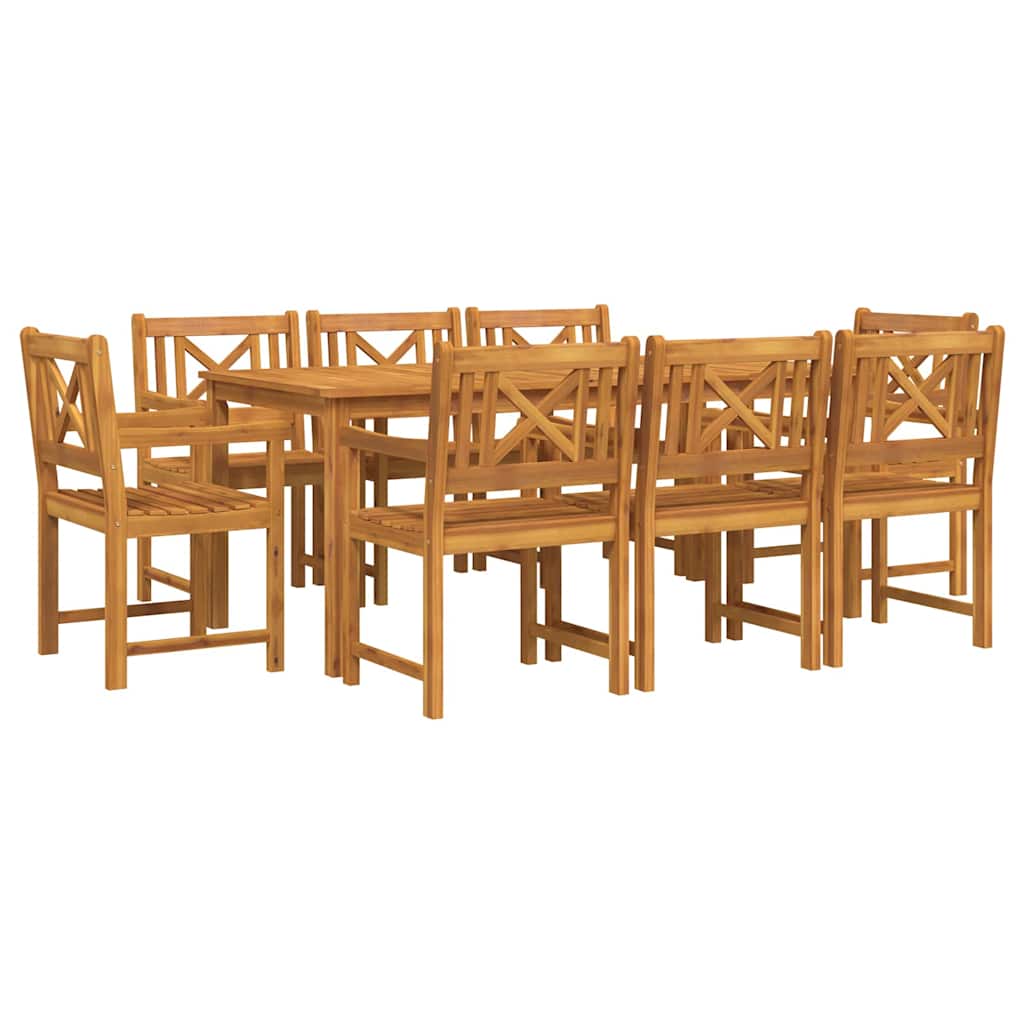 Vrtni set za objed 9 kom. 8-sjedala Smeđa Čvrsto drvo akacije 180 x 90 x 74 cm