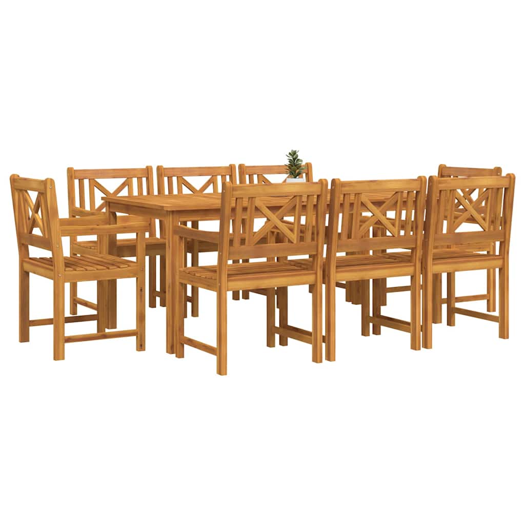 Vrtni set za objed 9 kom. 8-sjedala Smeđa Čvrsto drvo akacije 180 x 90 x 74 cm
