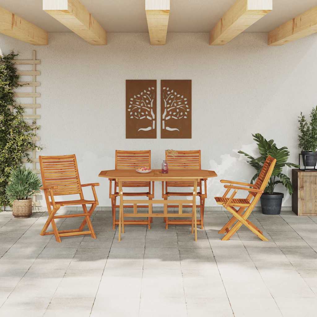 Vrtni set za objed 5 kom. Smeđa Čvrsto drvo akacije 135 x 85 x 75 cm