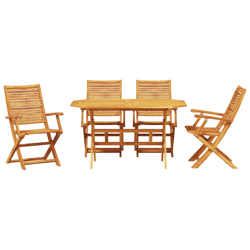 Vrtni set za objed 5 kom. Smeđa Čvrsto drvo akacije 135 x 85 x 75 cm