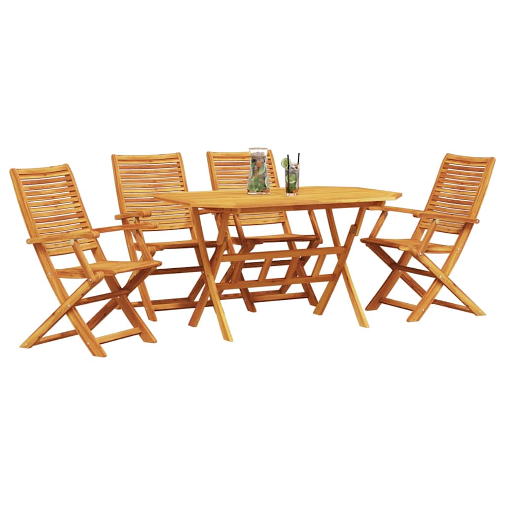 Vrtni set za objed 5 kom. Smeđa Čvrsto drvo akacije 135 x 85 x 75 cm