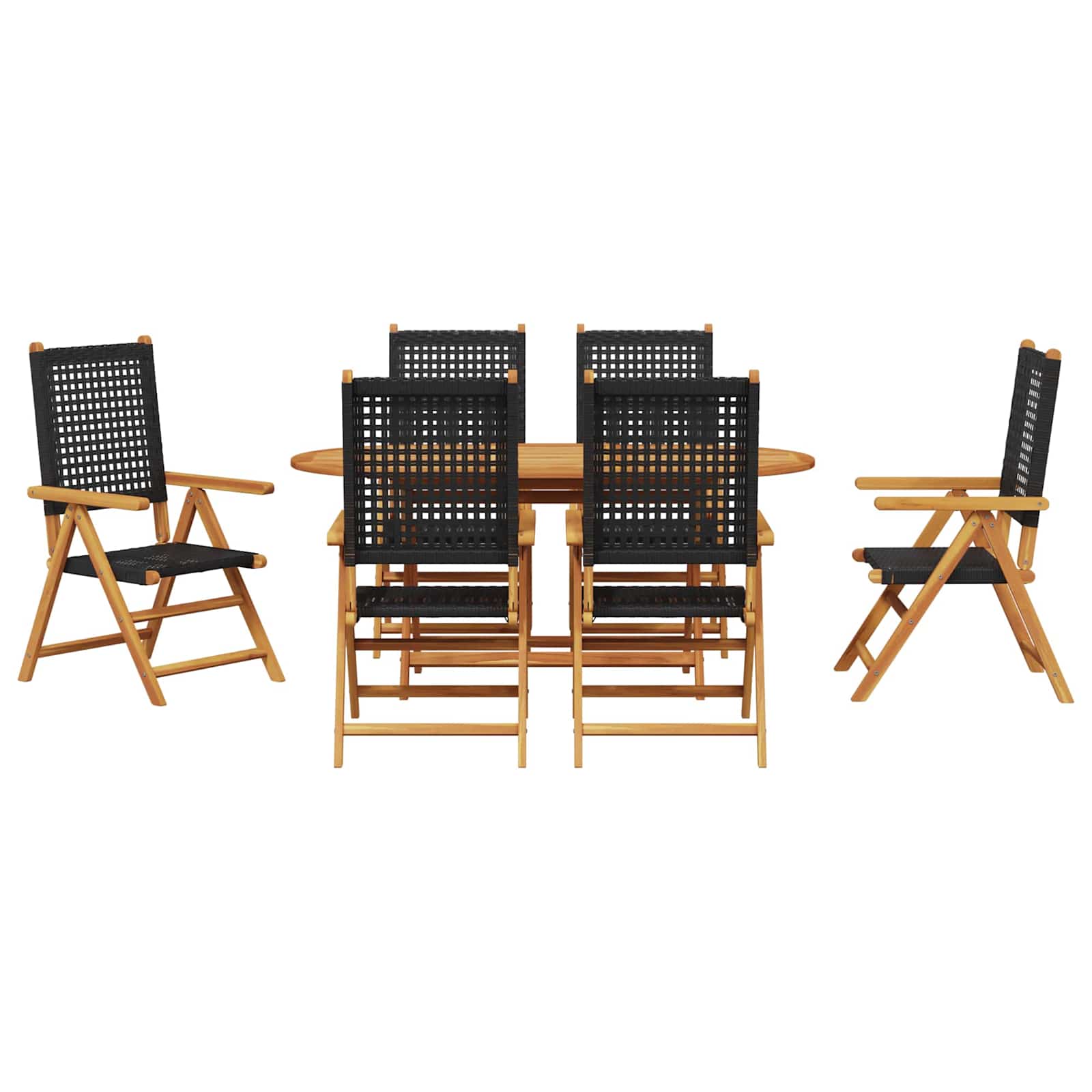 Vrtni set za objed 7 pcs Crna Čvrsto drvo akacije