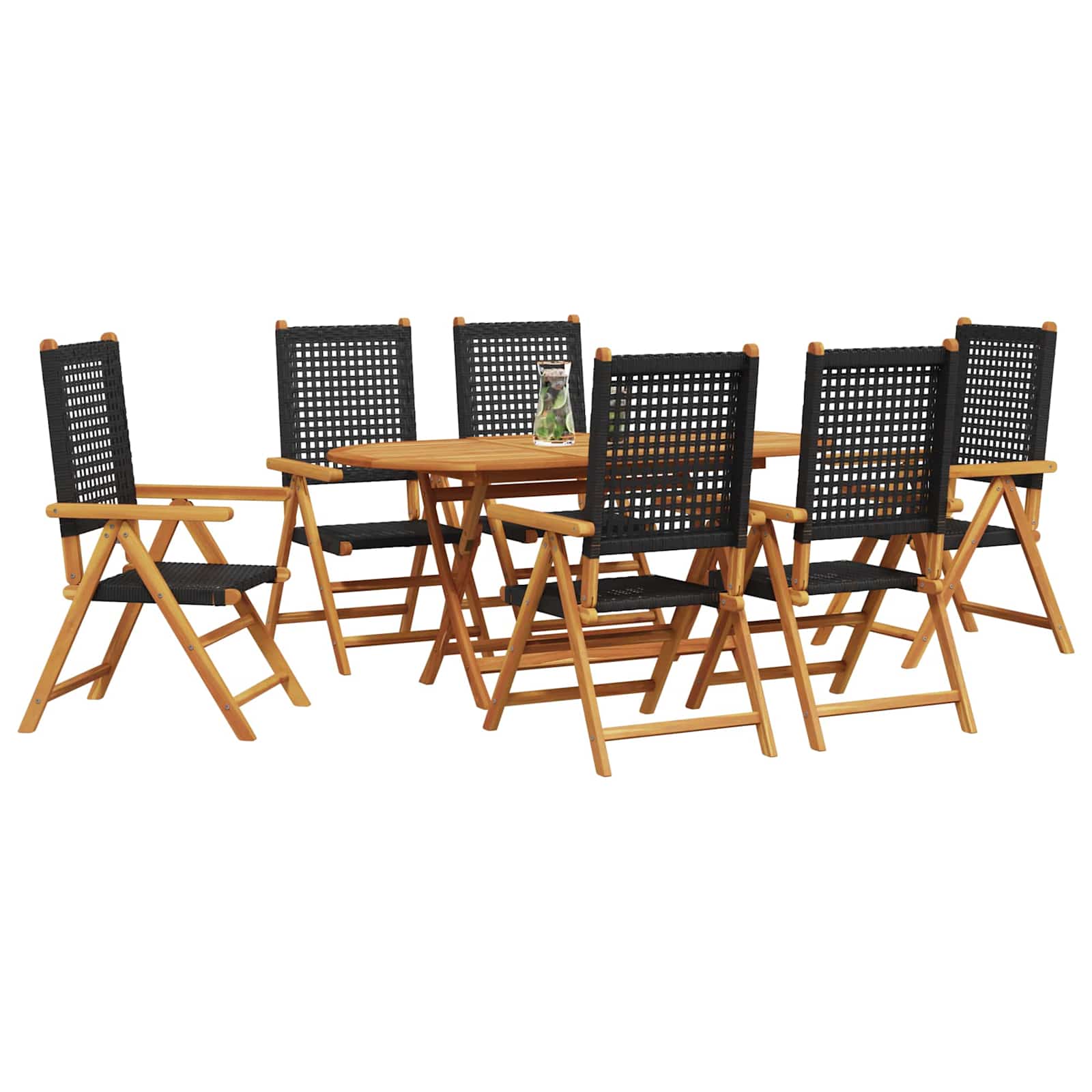 Vrtni set za objed 7 pcs Crna Čvrsto drvo akacije