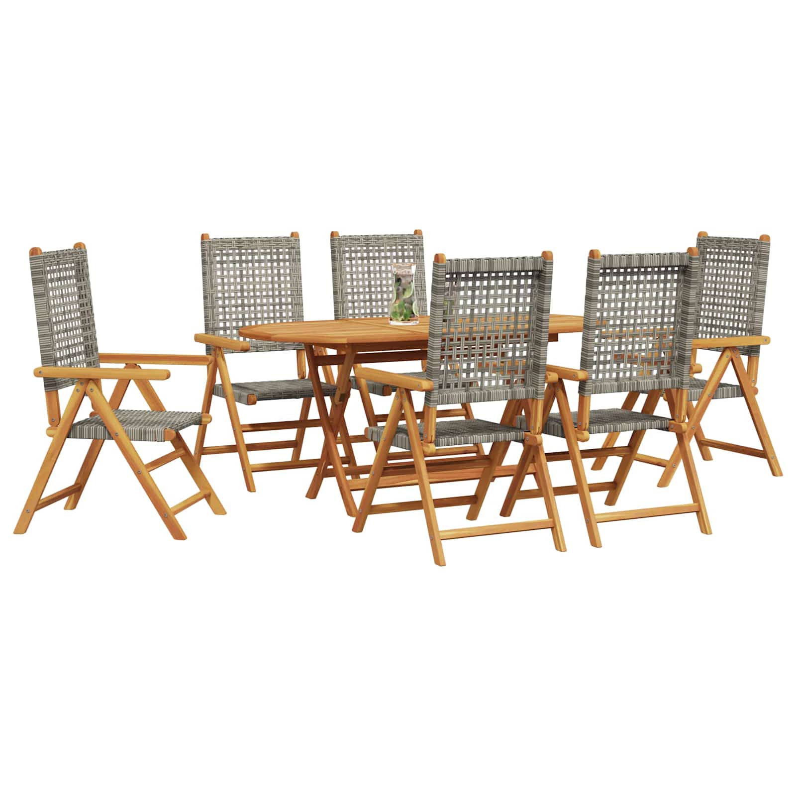 Vrtni set za objed 7 pcs Siva Čvrsto drvo akacije