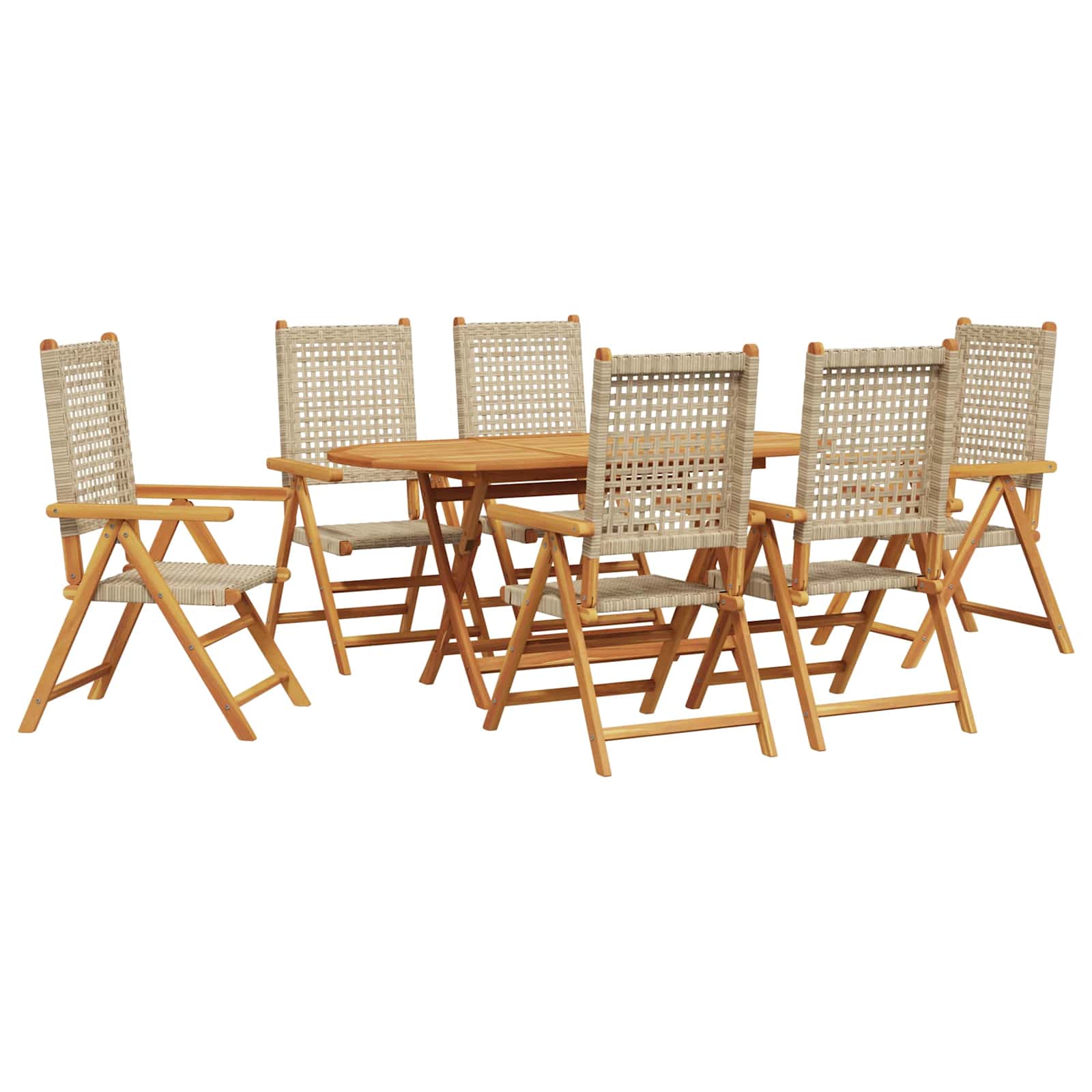 Vrtni set za objed 7 pcs Bež Čvrsto drvo akacije